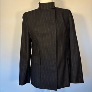 Akris Black Pinstripe Asymmetrical Women's Jacket